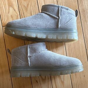 UGG Women's Gray Ankle Boots with Clear Sole